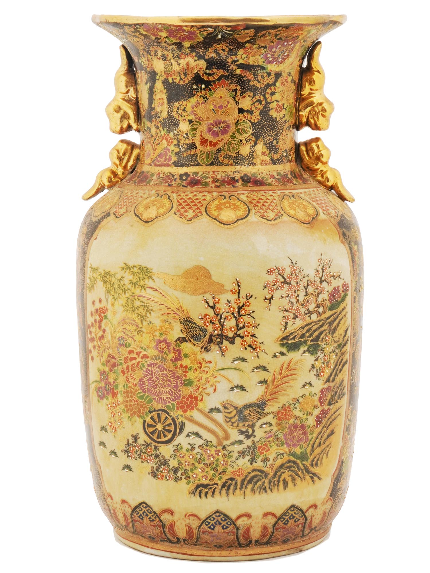 GILT PORCELAIN VASE WITH BIRDS BY ROYAL SATSUMA PIC-1